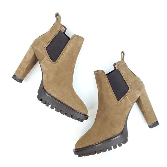 All Saints Harper Lug Sole Suede Ankle High Heeled Boots US 11 NWOB - Picture 4 of 14